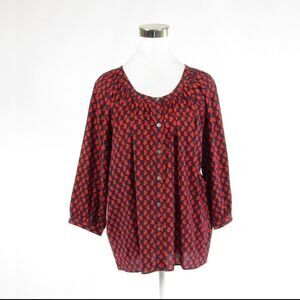 Creme Fraiche red cotton blouse S